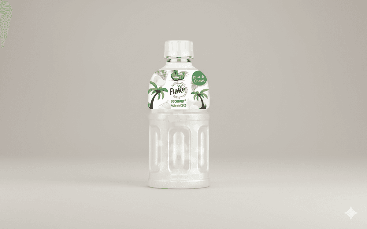 Nata de coco drink with visible coconut gel pieces